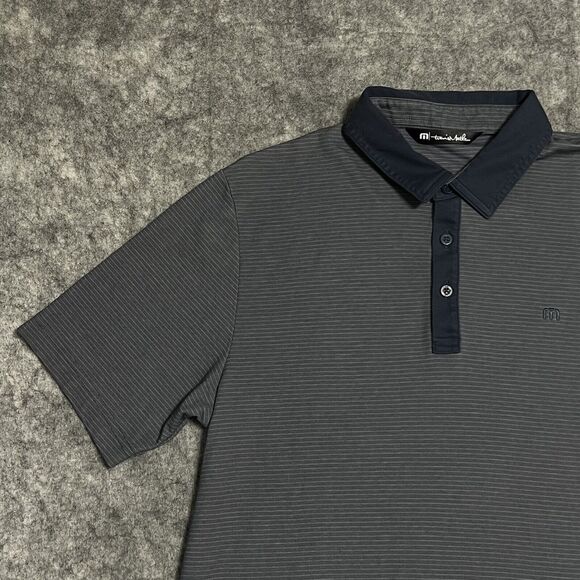 TRAVIS MATTHEW Pima Cotton Polo Shirt Men’s Medium Blue Stripe Performance Golf - Picture 12 of 15